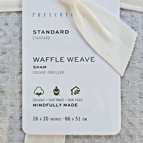 Pottery Barn Honeycomb Cotton Waffle Weave Standard Pillow Sham NEW Gray Mist - Picture 3 of 6